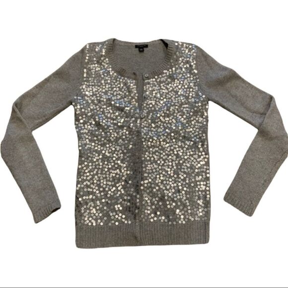 Gray Sequined Cardigan Sweater Ann Taylor XS. - Picture 1 of 6